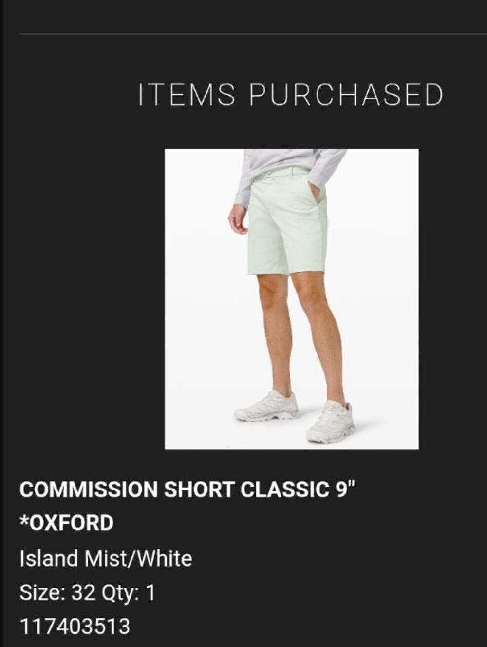 Lululemon Commission Short 9" Oxford Sz 32